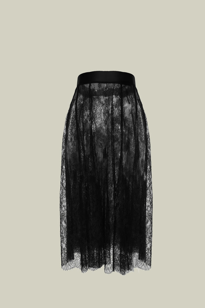 Coeur Sauvage Midi Skirt in Black