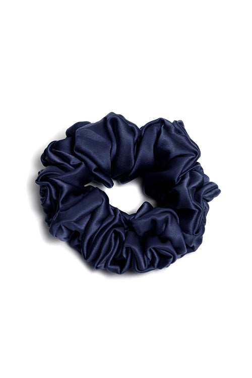 Maria Narrow Scrunchie in Cobalt flat lay product view