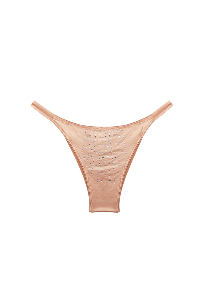 Pack shot of Girls Love Diamonds Thong with Swarovski Crystals in Beige.