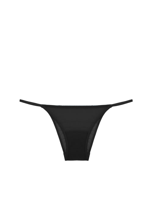 Product image of Gia Tanga in Black with slim side straps and moderate coverage