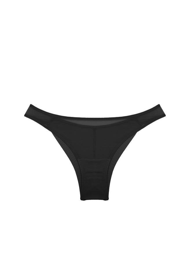 Product image of Gia Light Thong in Black with minimal design and thin waistband