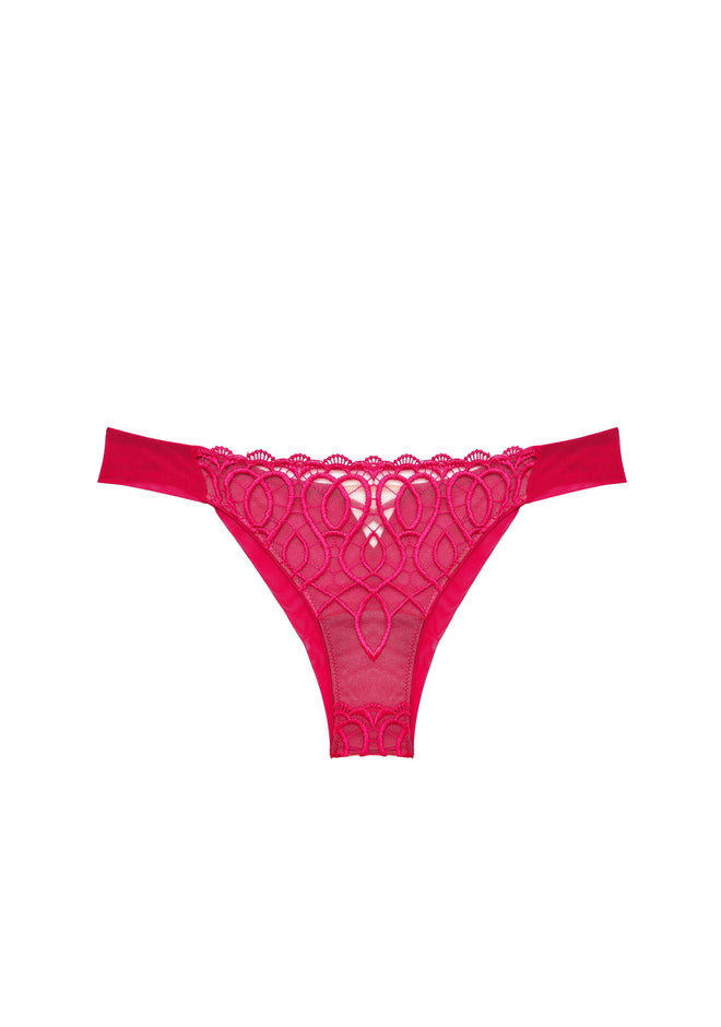 Pack shot of Una Giornata a Bologna Thong in Raspberry.