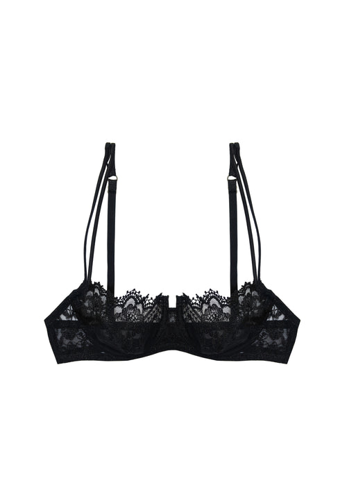 Villa d'Este Balconette Bra in Black product flat lay