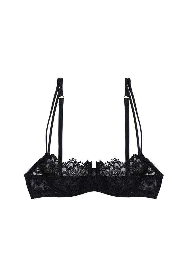 Villa d'Este Balconette Bra in Black product flat lay