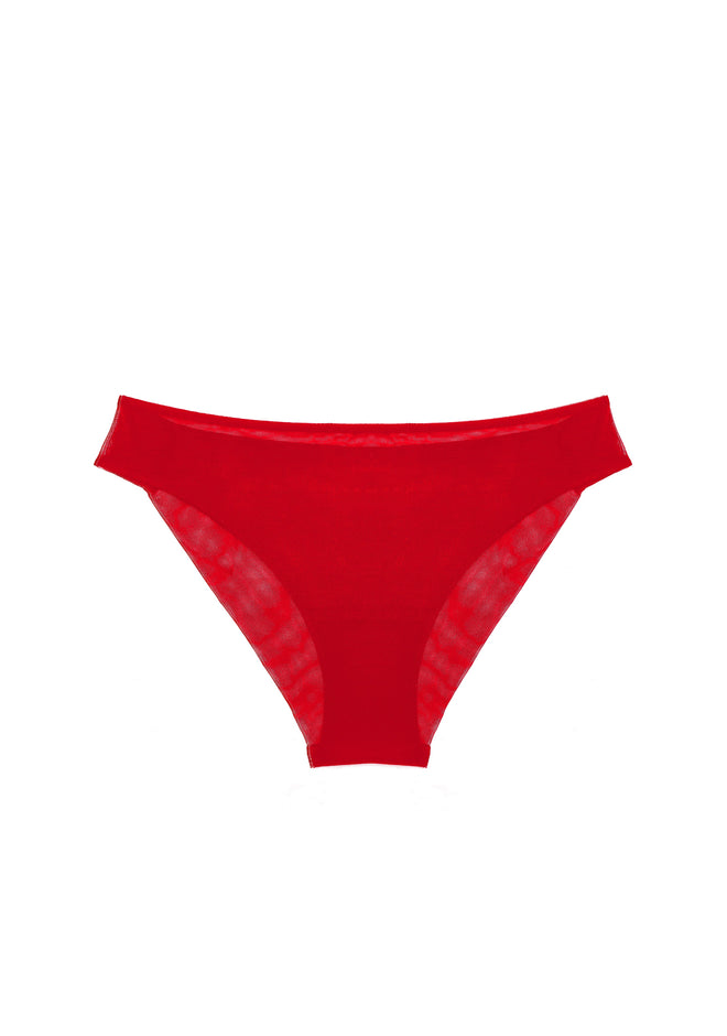 Gia Medium Brief in Red product detail showing bright red fabric