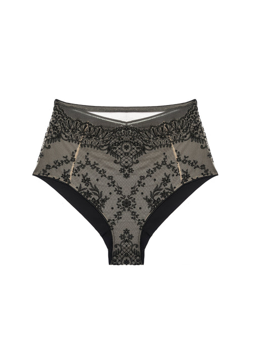 And All That Jazz High Waist Brief in Black product detail showing high rise cut