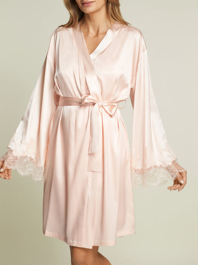 Victoria Mini Robe in Cream Rose/Peach