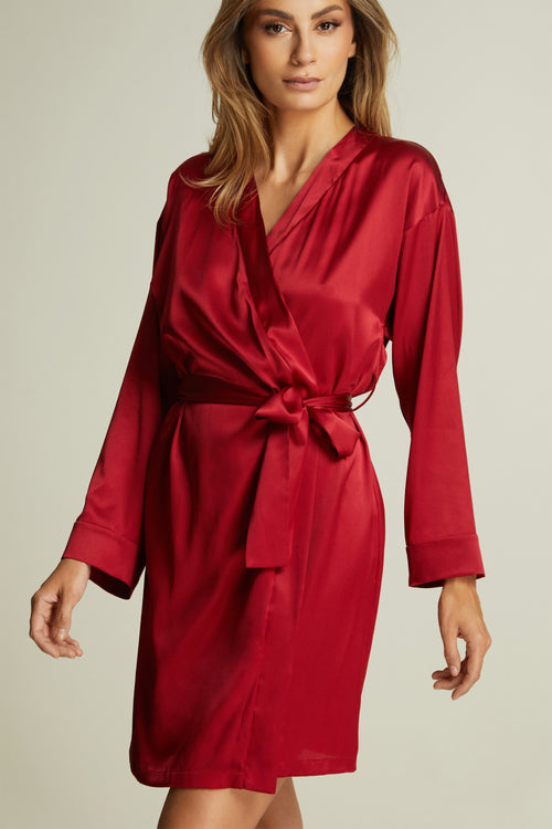 Tuscan Holiday Short Robe in Red Myrtle