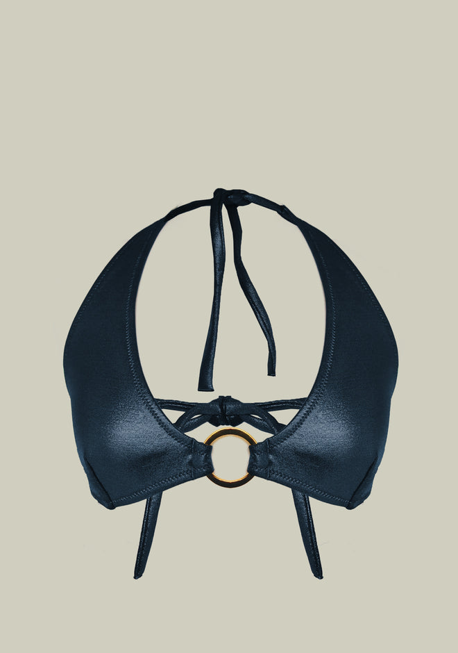 West Hollywood Triangle Bikini Top in Blue Notte