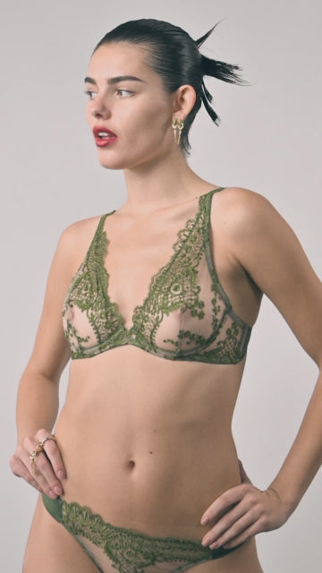 And All That Jazz Underwired Triangle Bra in Green