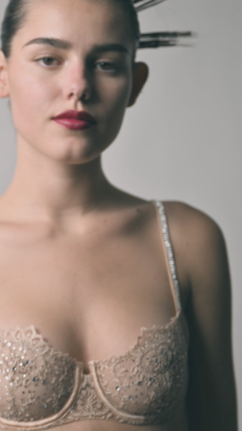 Girls Love Diamonds Padded Bra video thumbnail featuring model showcasing crystal embellished design