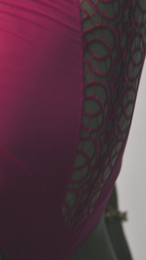 Una Giornata a Bologna Bodysuit in Raspberry product video showing fabric movement