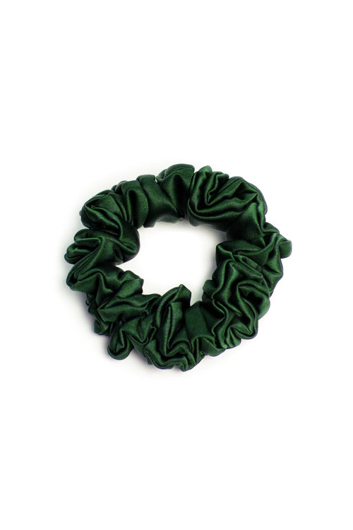 Maria Narrow Scrunchie in Mermaid close up showing silk material and texture