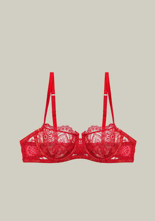 Casino Games Balconette Bra in Red