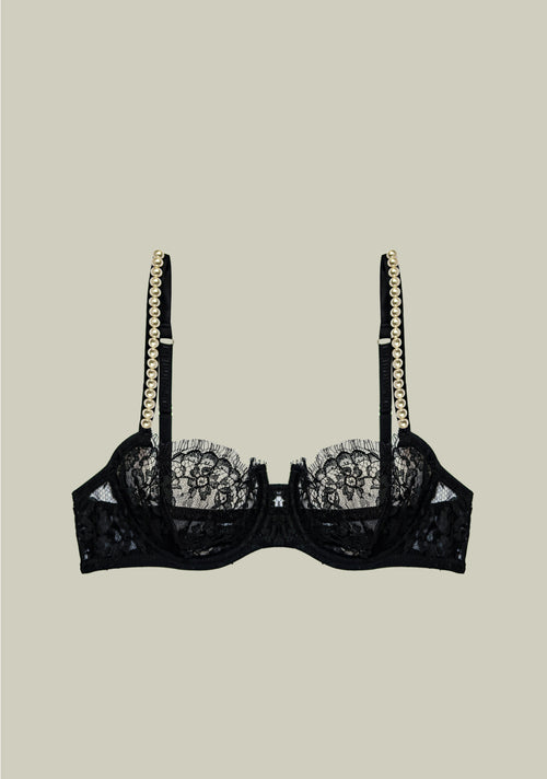 Feathers of a Swan Balconette Bra in Black