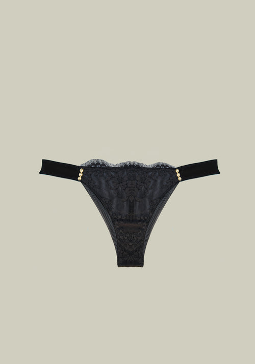 Feathers of a Swan Thong in Black