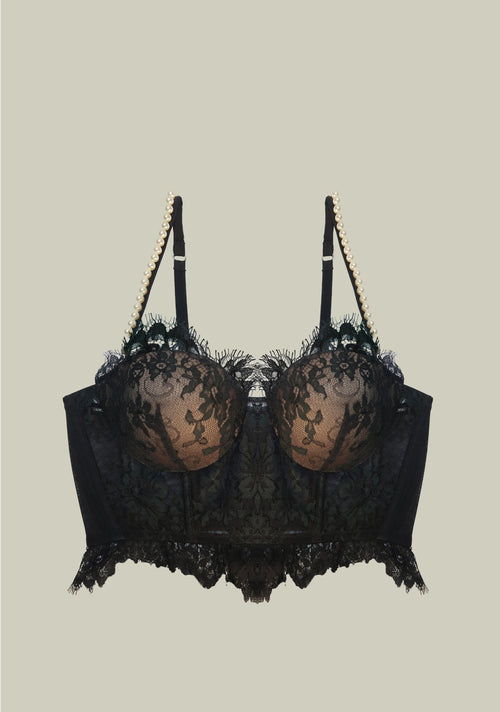 Feathers of a Swan Padded Half Cup Bustier in Black