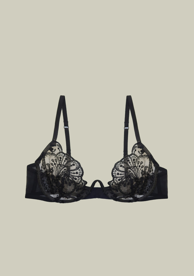 Poised in The Palace V-Detail Bra in Black