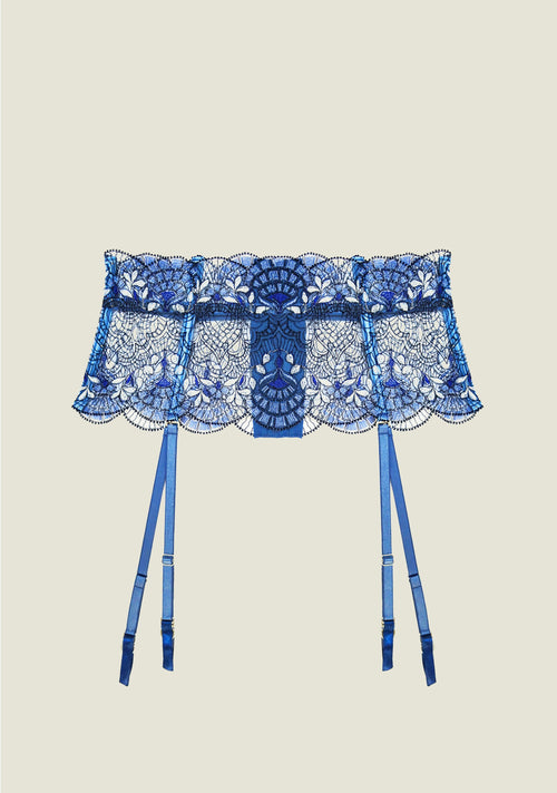 Venetian Glass Suspender Belt in Blue Jeans