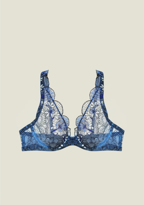 Venetian Glass Underwired Triangle Bra in Blue Jeans