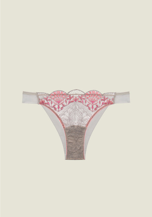 Venetian Glass Thong in Silver Rose