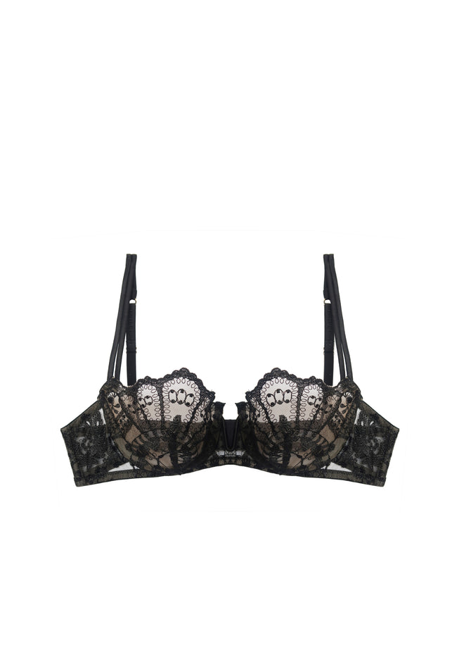 Black Lotus Balconette Bra in Black