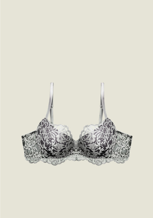 Royal Jewel Padded Push Up Bra in Silver