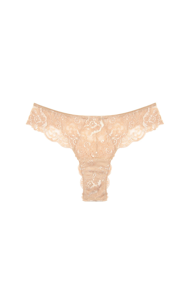 Anna Full Lace Thong in Beige