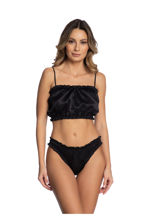 Lombard Street Ruffle Top in Black