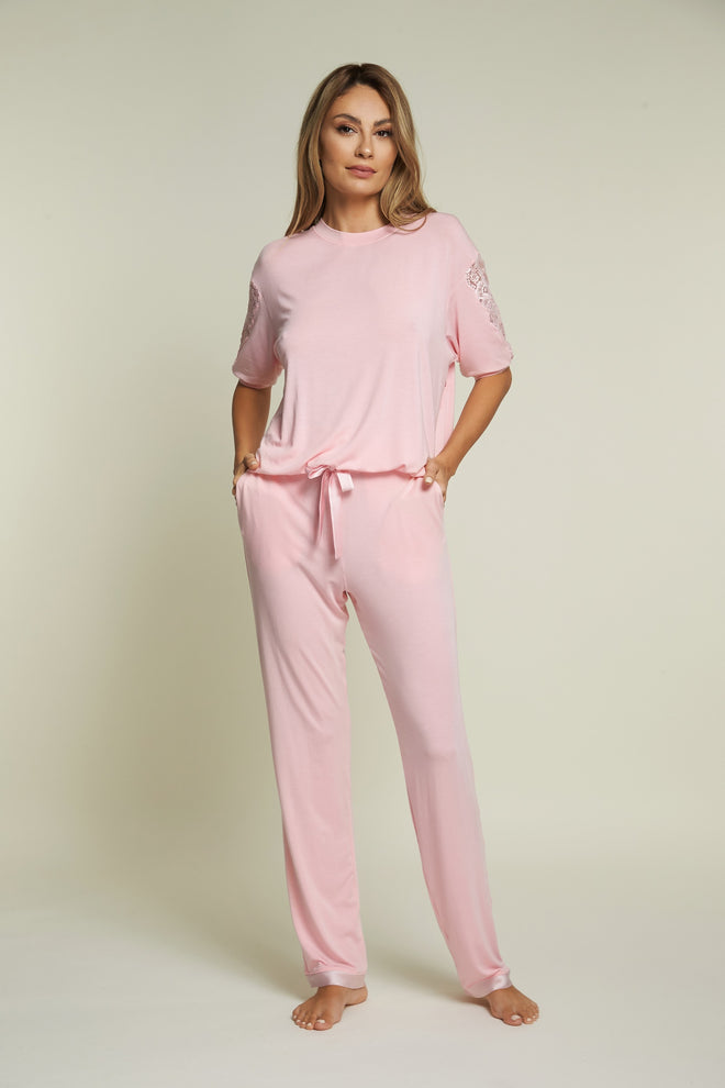 Kensington Mornings Short Sleeve Top in Pink