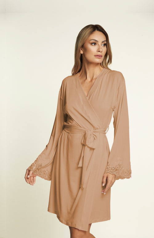 Kensington Mornings Short Robe in Camel