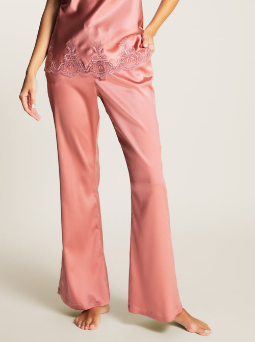 Espresso Evening Silk Long Pants in Rose