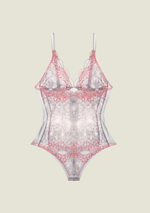 Venetian Glass Bodysuit in Silver Rose