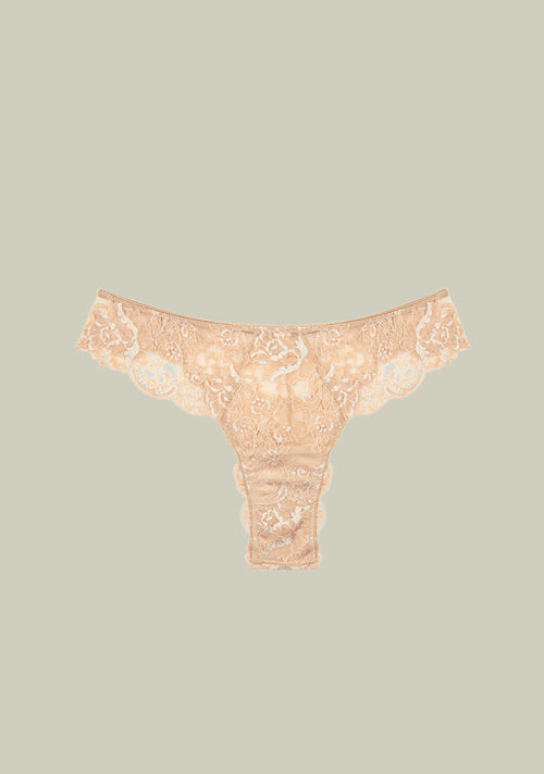 Anna Full Lace Thong in Beige