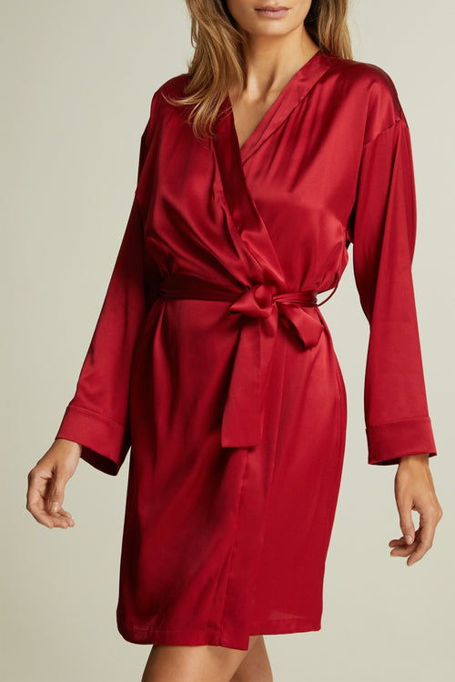 Tuscan Holiday Short Robe in Red Myrtle