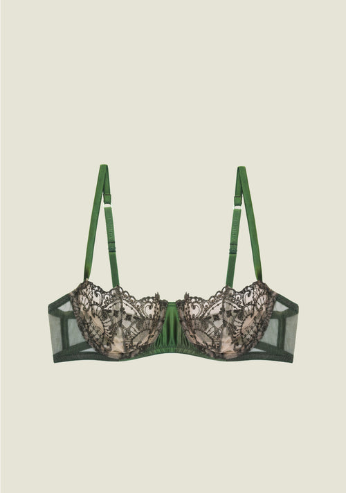 Arabian Nights Balconette Bra in Olive Green