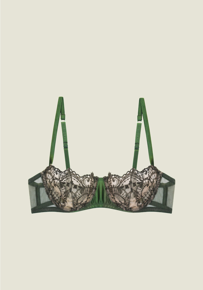 Arabian Nights Balconette Bra in Olive Green