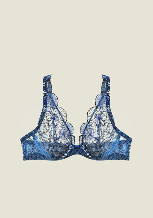 Venetian Glass Underwired Triangle Bra in Blue Jeans