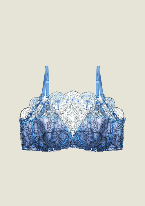 Venetian Glass Padded Half Cup Bra in Blue Jeans