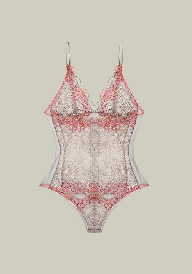 Venetian Glass Bodysuit in Silver Rose