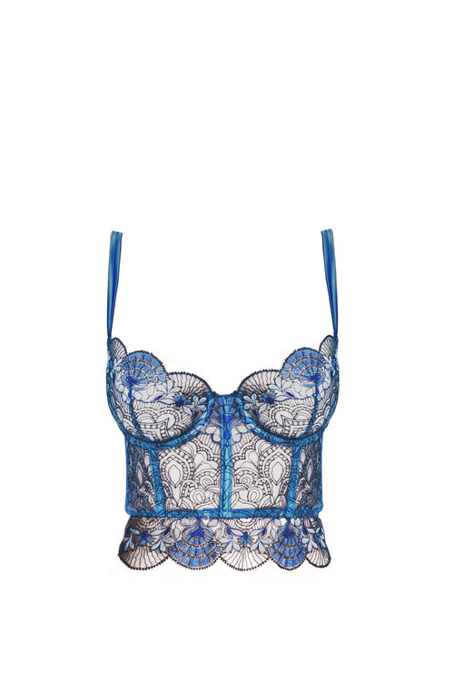 Venetian Glass Underwired Bustier in Blue Jeans