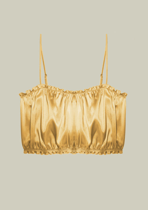 Lombard Street Ruffle Top Bra in Gold