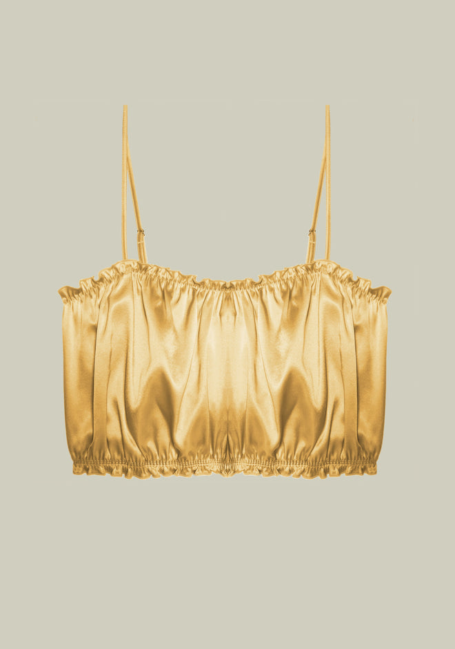 Lombard Street Ruffle Top Bra in Gold