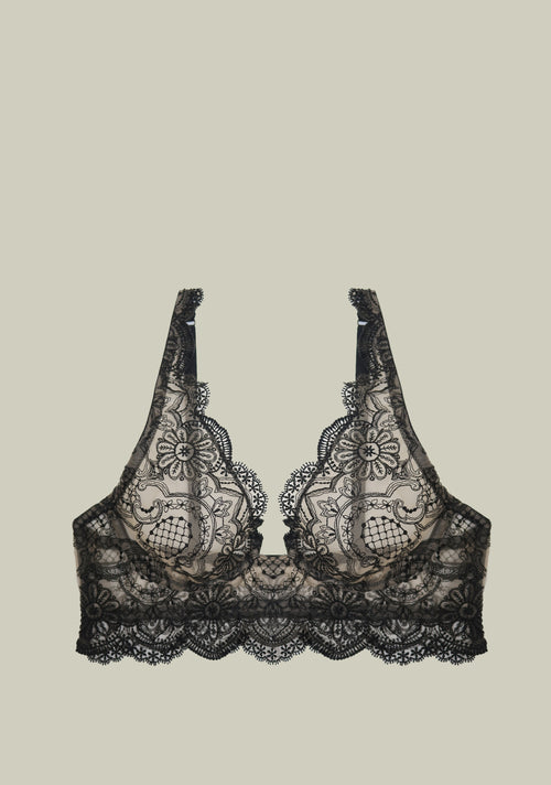 Casino Games Underwired Triangle Bra in Black