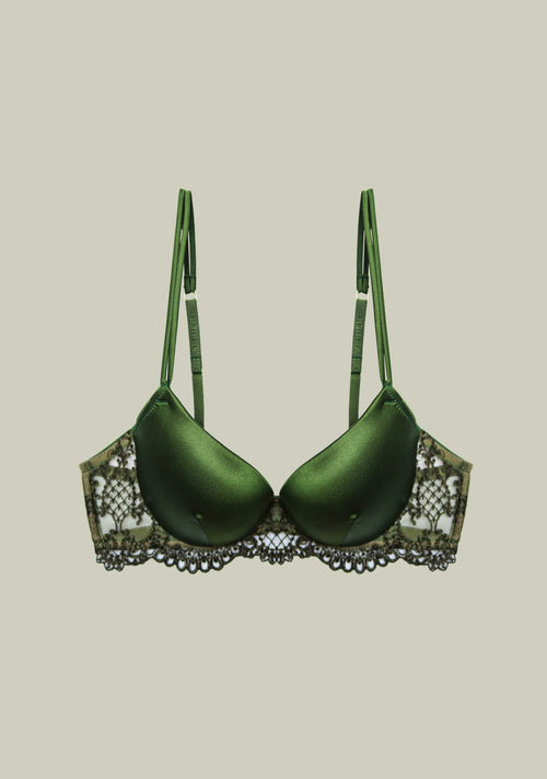 Arabian Nights Padded Push Up Bra in Olive Green