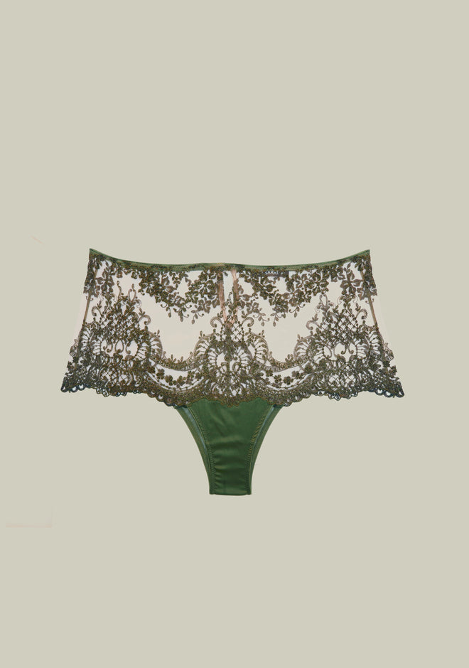 Arabian Nights High Waist Brief in Olive Green