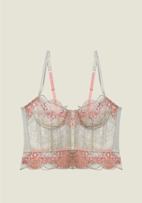 Venetian Glass Underwired Bustier in Silver Rose