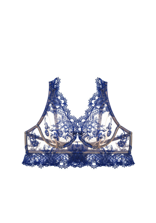 Villa d'Este Longline Underwired Triangle Bra in Royal Blue