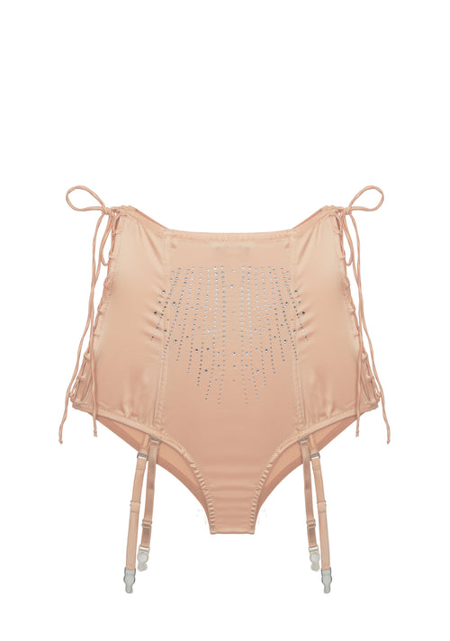 Girls Love Diamonds High Waist Brief with Swarovski Crystals in Beige