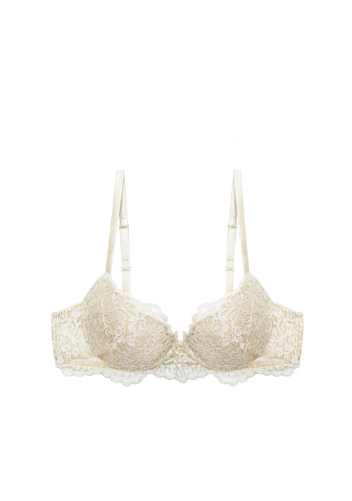 Royal Jewel Padded Push Up Bra in Cream Gold